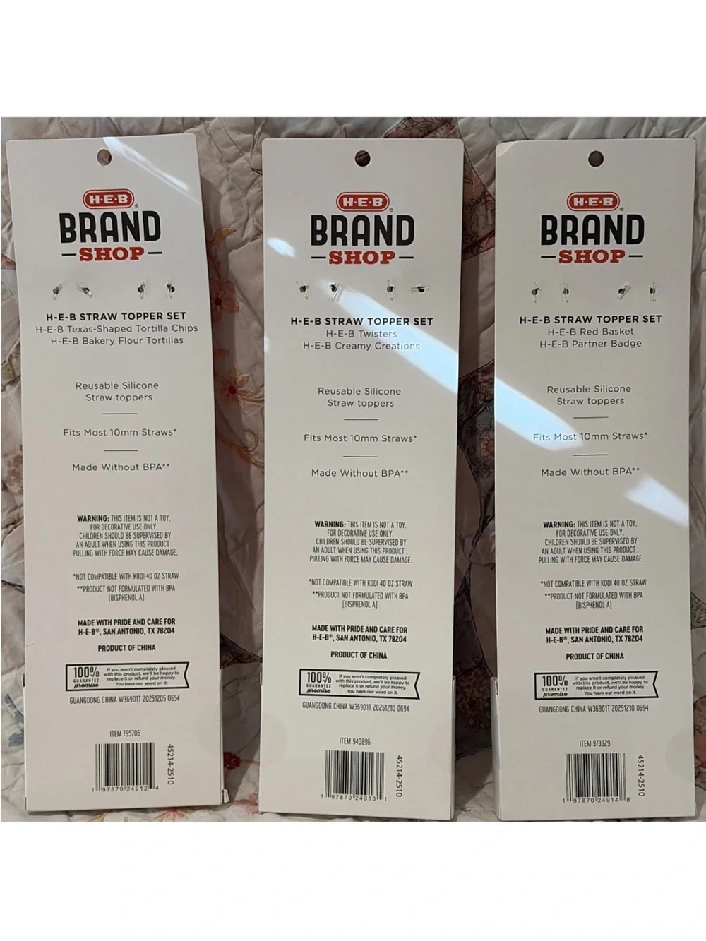 H-E-B Straw Topper 2 in Pack Reusable Silicone 3 packs Total